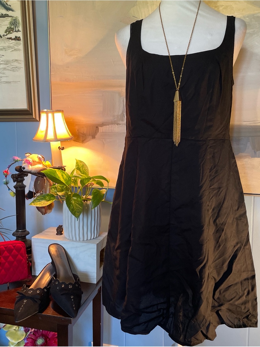 Old Navy Black Square-Neck Sleeveless Midi Dress